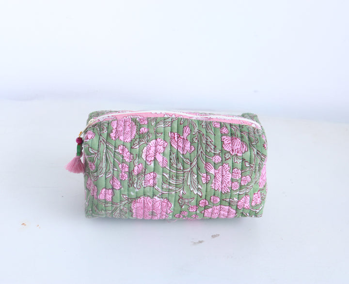Medium Cosmetic bag - Travel Make up bag - Dark Green