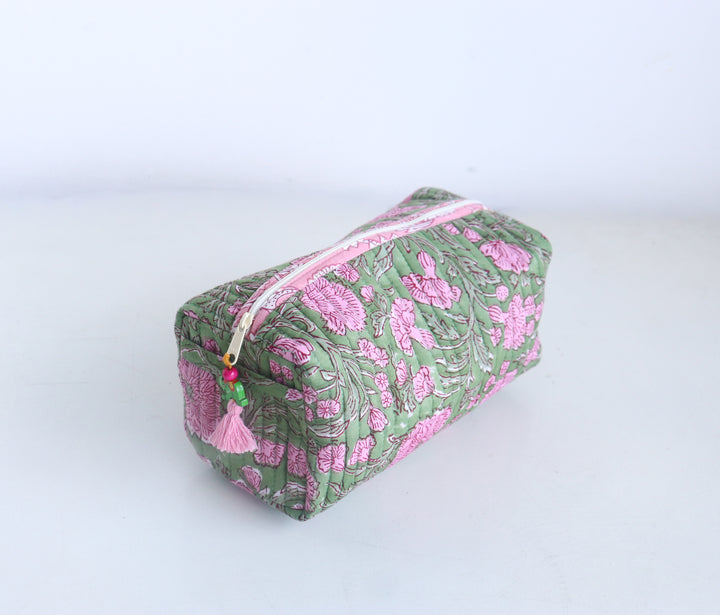 Medium Cosmetic bag - Travel Make up bag - Dark Green