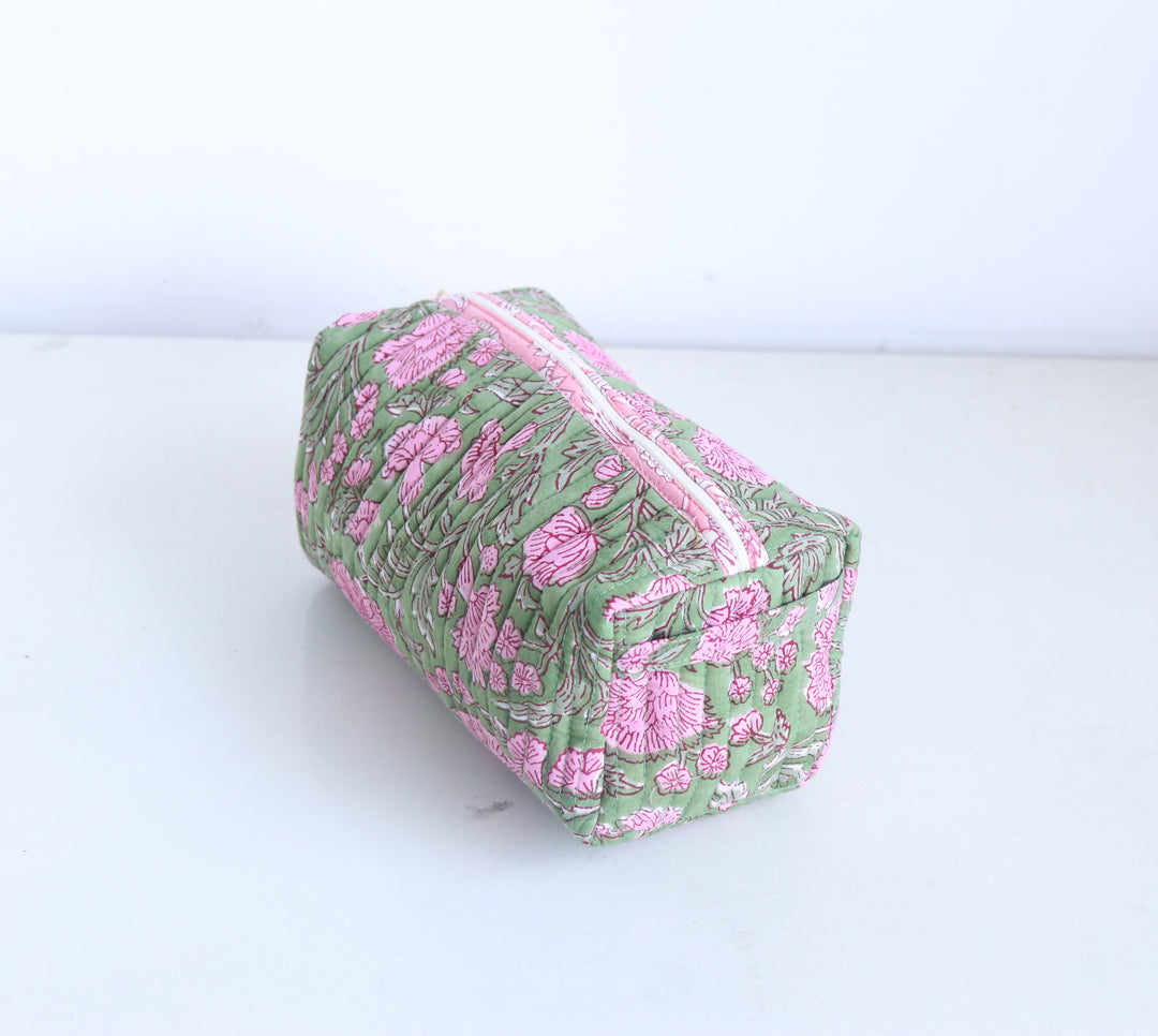 Medium Cosmetic bag - Travel Make up bag - Dark Green