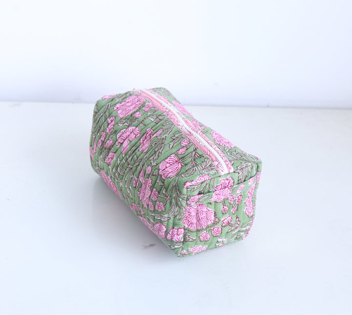 Medium Cosmetic bag - Travel Make up bag - Dark Green