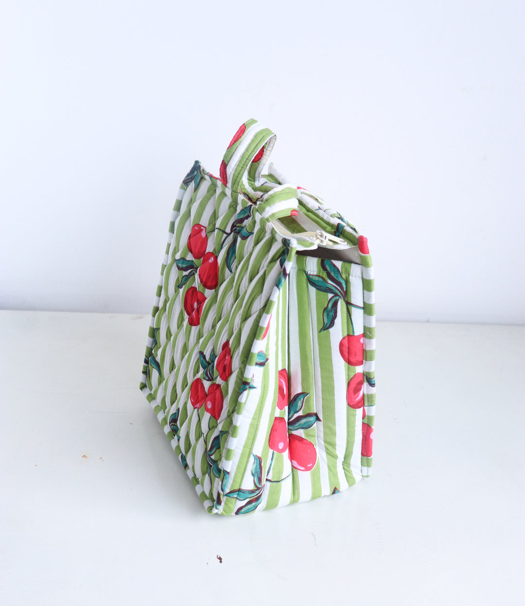 Fruity Mini Tote bags - Lunch tote bag - Boho quilted lunch bags - Green Cherries