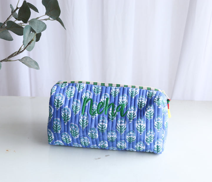 Personalized Large Block Print Makeup Bag - Custom Name