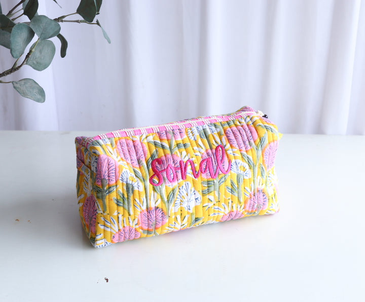 Personalized Large Block Print Makeup Bag - Custom Name