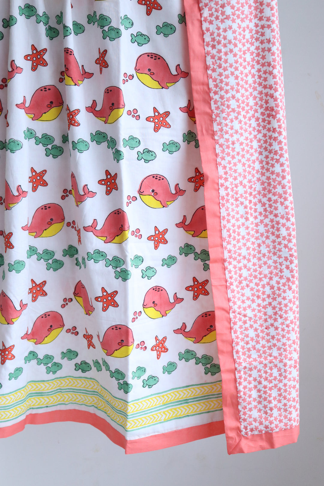 Personalized Mulmul Baby &amp; Toddler Dohar - Pink Happy Whales