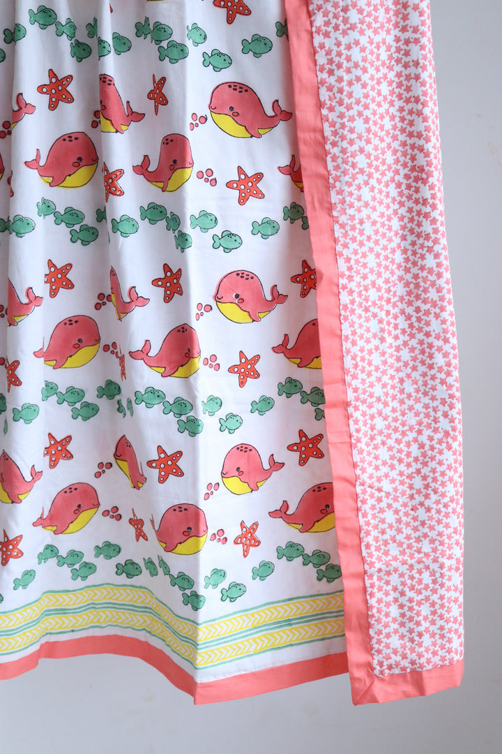 Personalized Mulmul Baby &amp; Toddler Dohar - Pink Happy Whales