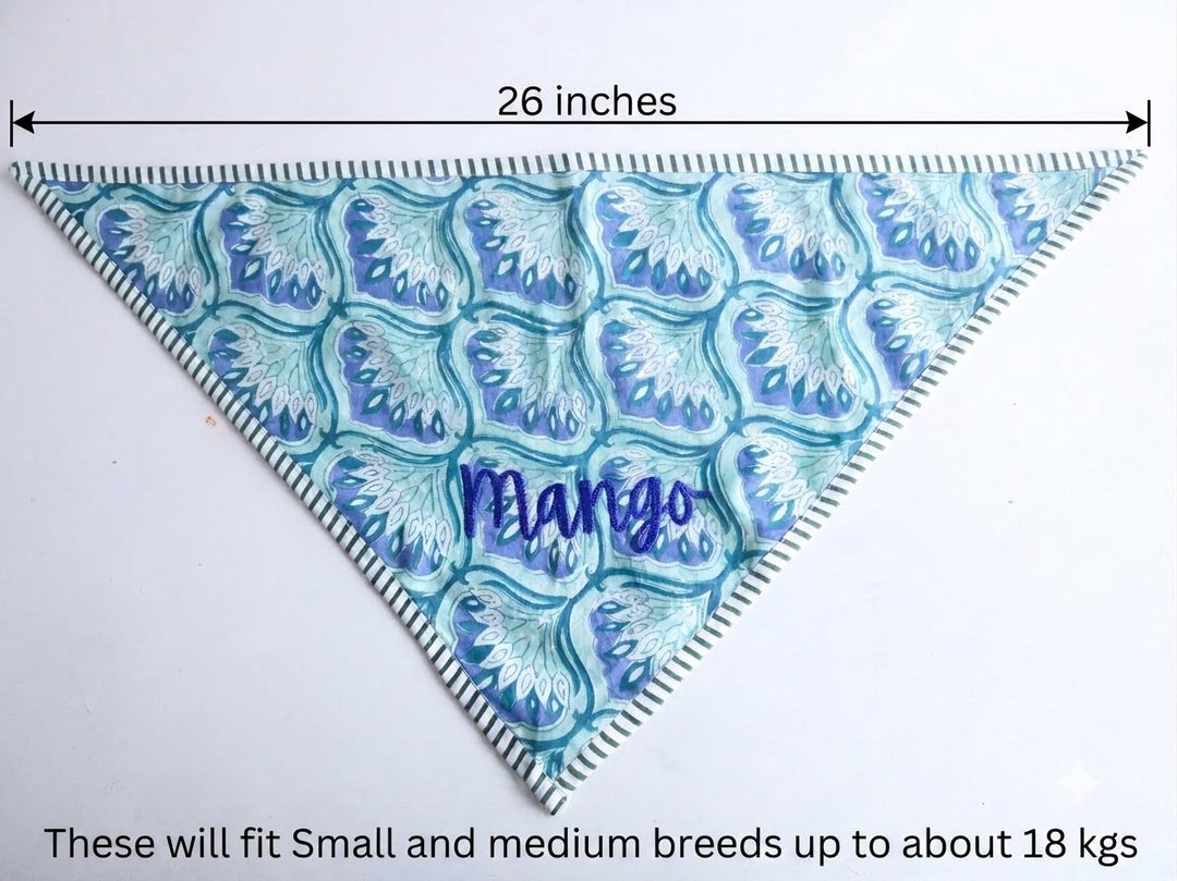 Personalized Block Print Dog Bandanas - 4 Prints