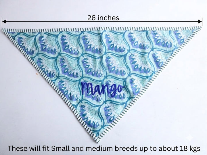 Personalized Block Print Dog Bandanas - 4 Prints
