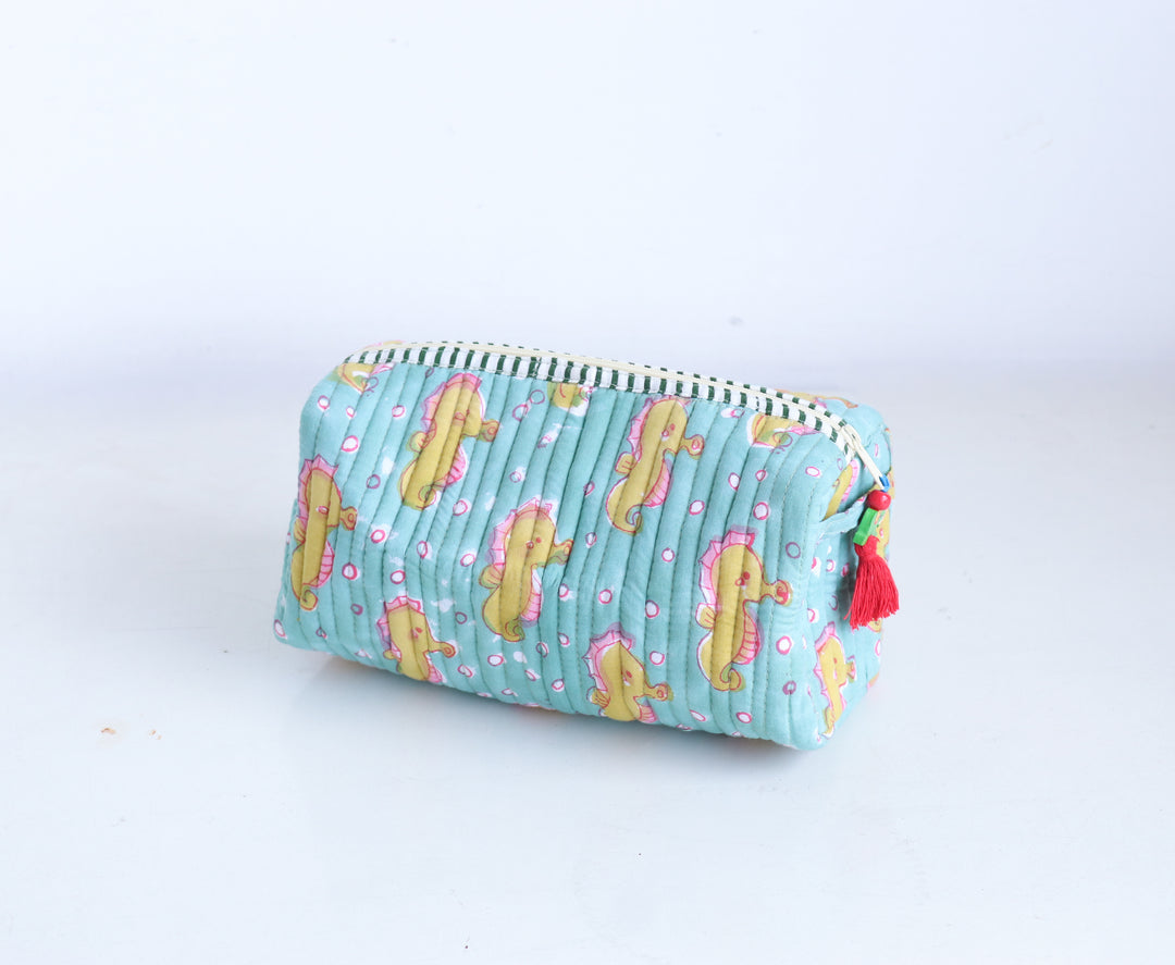 Personalised Medium Block Print Makeup Bag - Custom Name