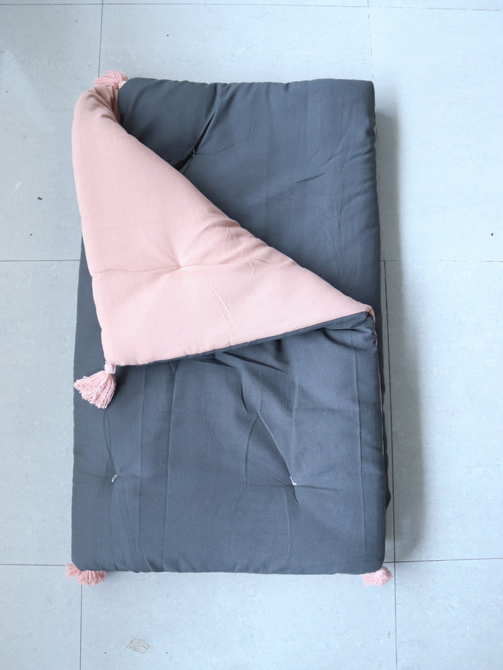 Reversible Floor mattress - 3 x 6 feet - Charcoal and Pink