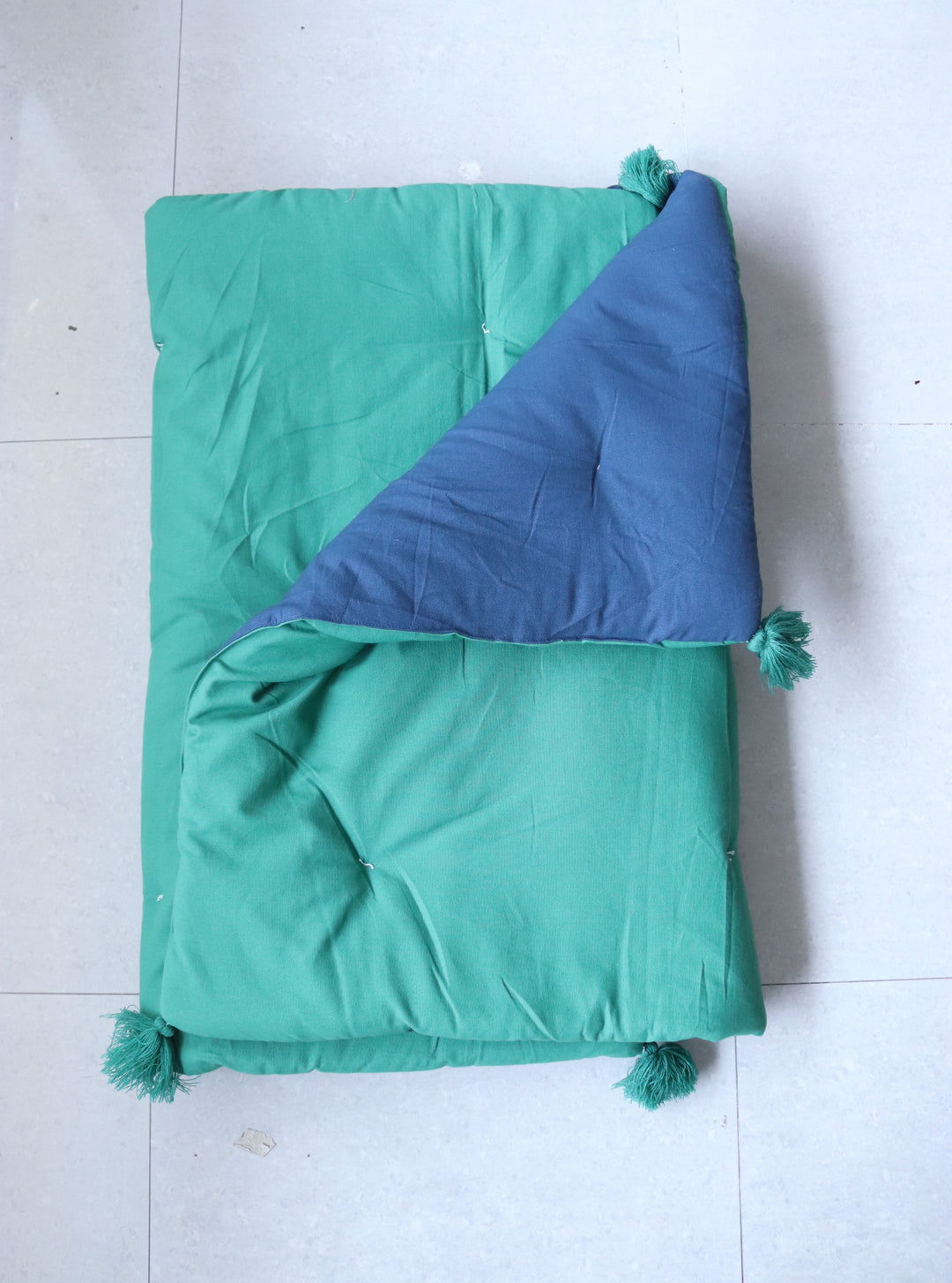 Reversible Floor mattress - Large floor cushion - 3 x 6 feet - Dark blue and Green