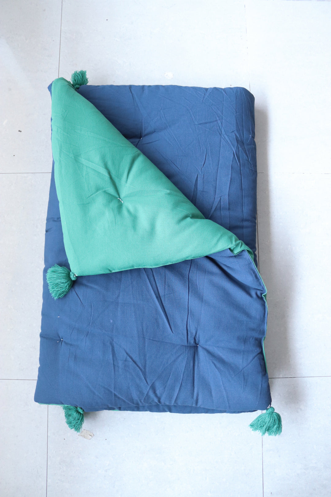 Reversible Floor mattress - Large floor cushion - 3 x 6 feet - Dark blue and Green