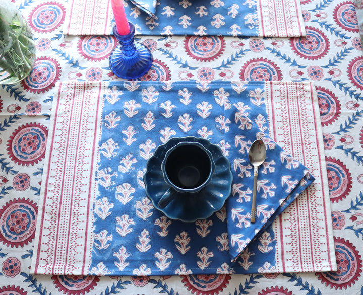 The Silk Route placemats - Block print placemats - Table mats set of 6 - 13x19 inches
