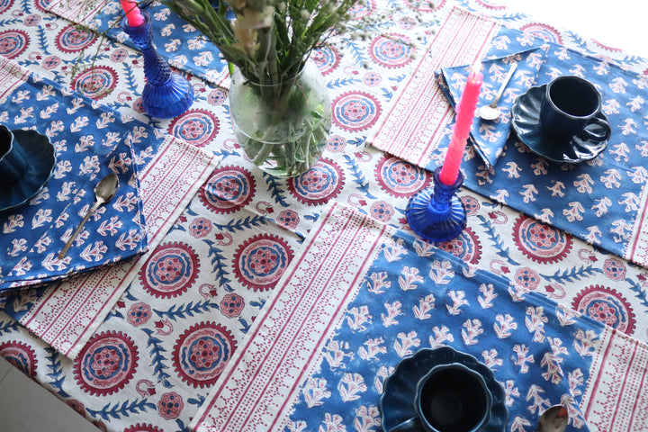 The Silk Route placemats - Block print placemats - Table mats set of 6 - 13x19 inches