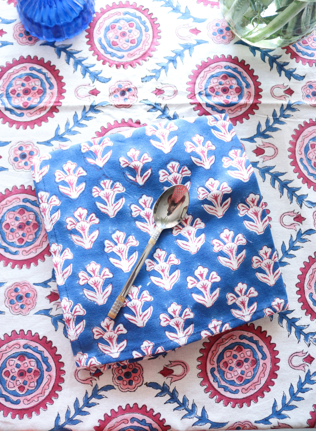 The Silk Route Block print napkins - Light weight dinner napkins - set of 6 napkins