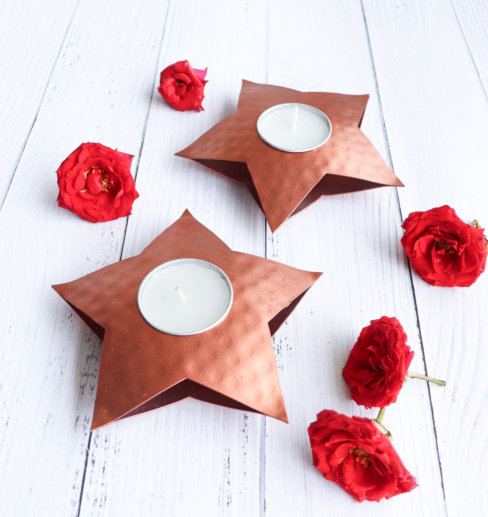 Sale - Star Set of 2 Tea light holders - Eco friendly gifts - back view