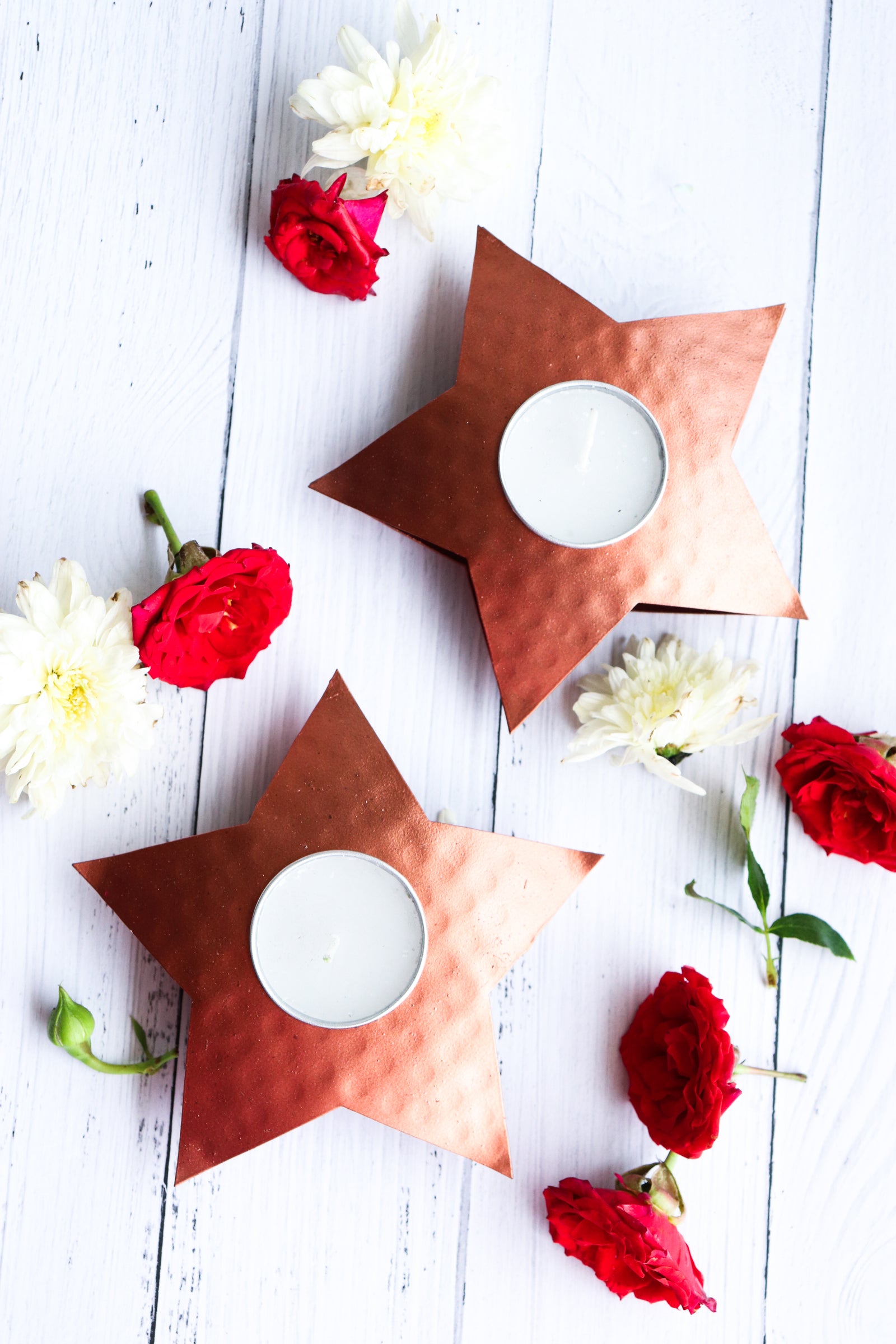 Sale - Star Set of 2 Tea light holders - Eco friendly gifts - Decor by Kari by Kriti