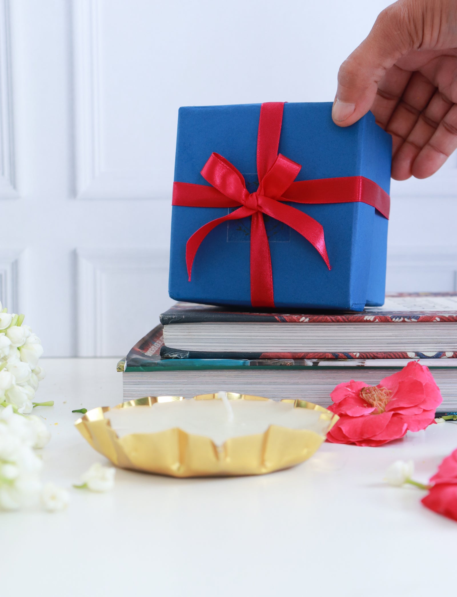 Gold Lotus scented candle gift box - Decor by Kari by Kriti