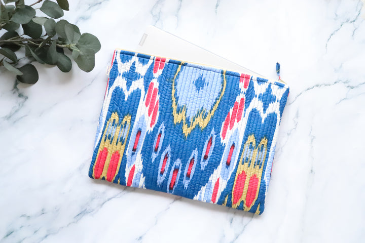 Block print Laptop sleeves - Laptop cover - Blue ikat - 13 inch, 14 inch & 15 inch