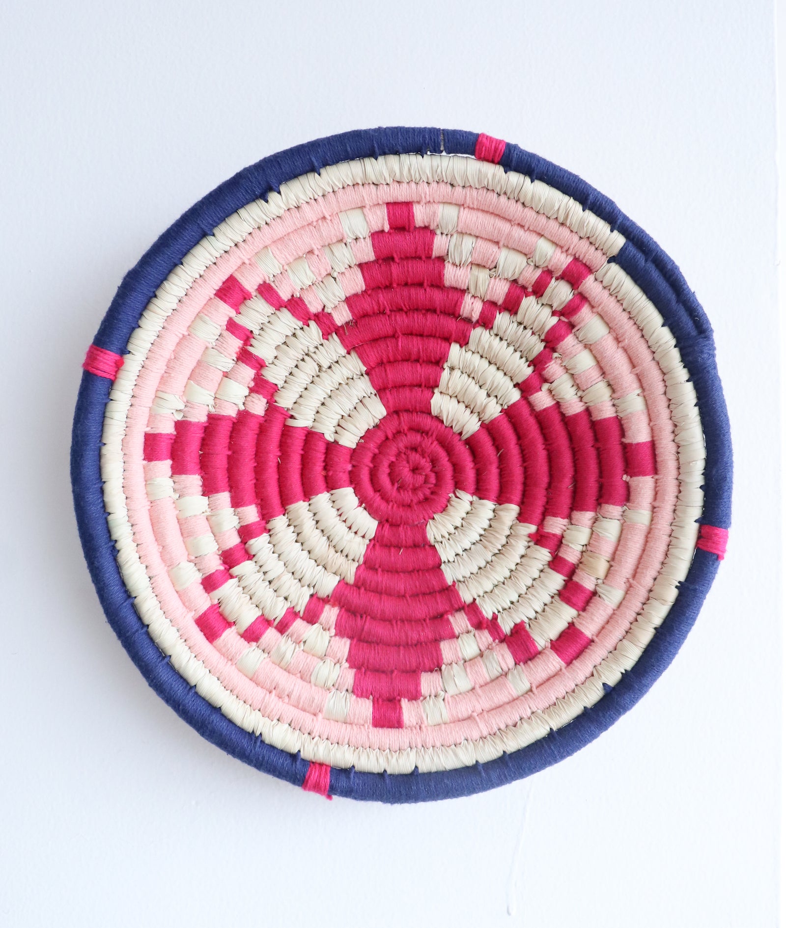 Coral sabai grass decorative wall basket 10 inch, handcrafted wall plate by Kari by Kriti
