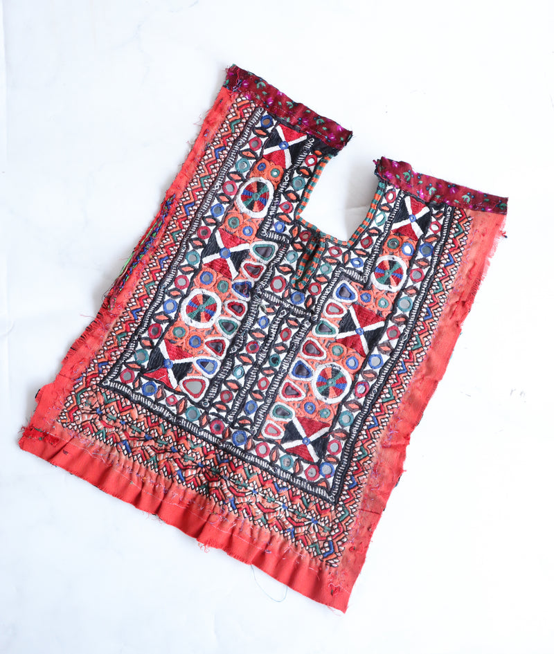 Vintage Jat Embroidery Yoke - Banjara embroidered patch - Wall hanging