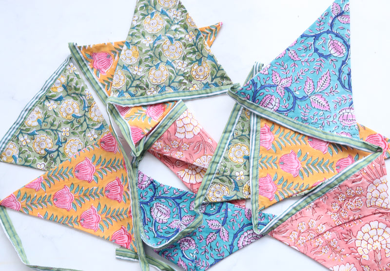 Colourful Fabric bunting - Garden decor - Toran - 110 inches
