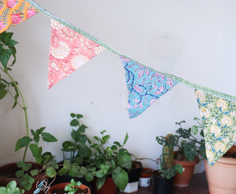 Colourful Fabric bunting - Garden decor - Toran - 110 inches