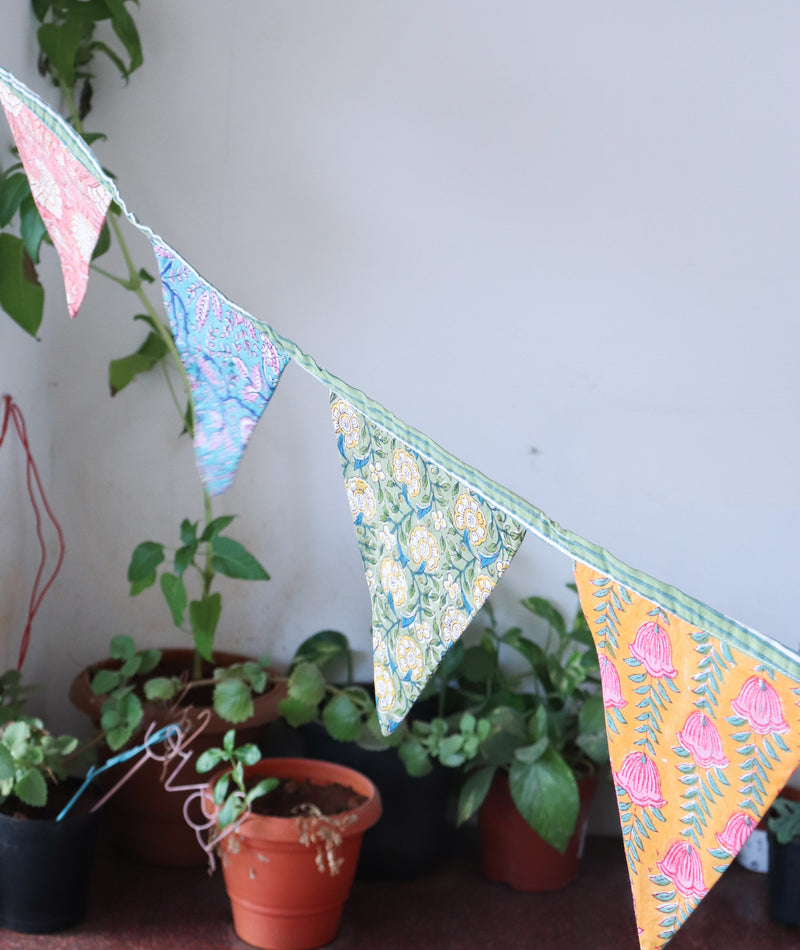 Colourful Fabric bunting - Garden decor - Toran - 110 inches