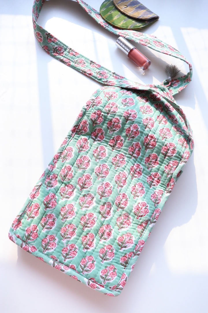 Women's mobile sling bag - Mobile cross body bag - Walking bag - Light green