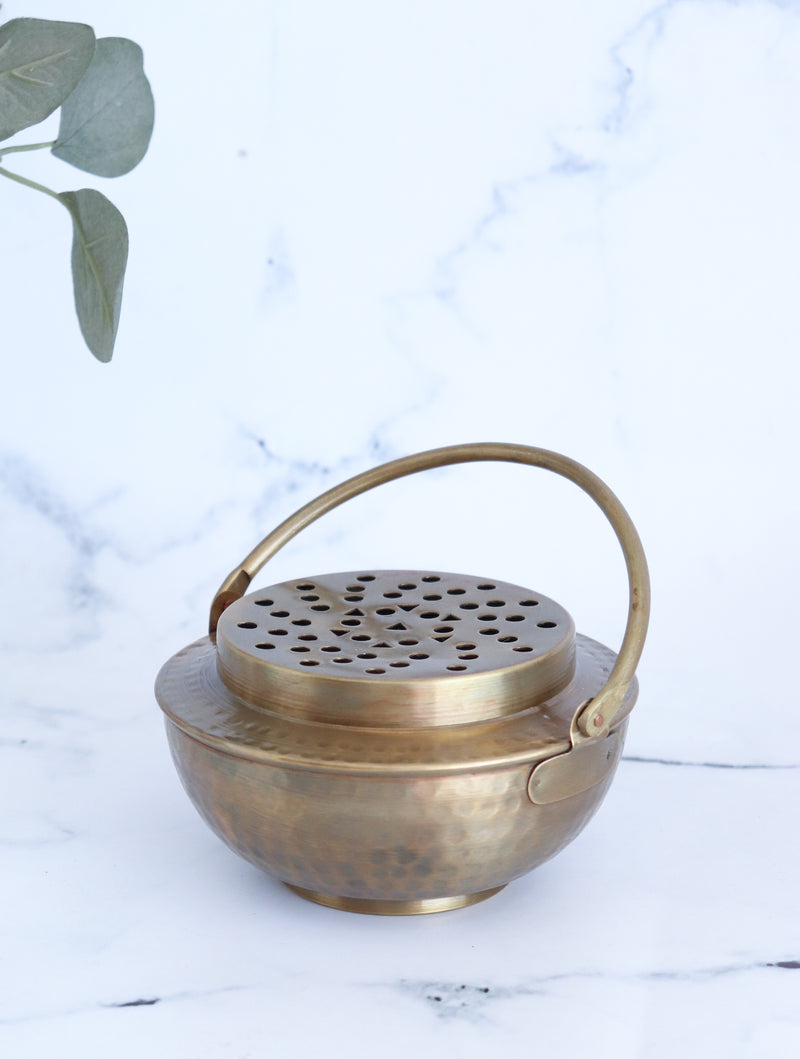 Brass dhoop incense burner - Handcrafted loban burner - Prithvi