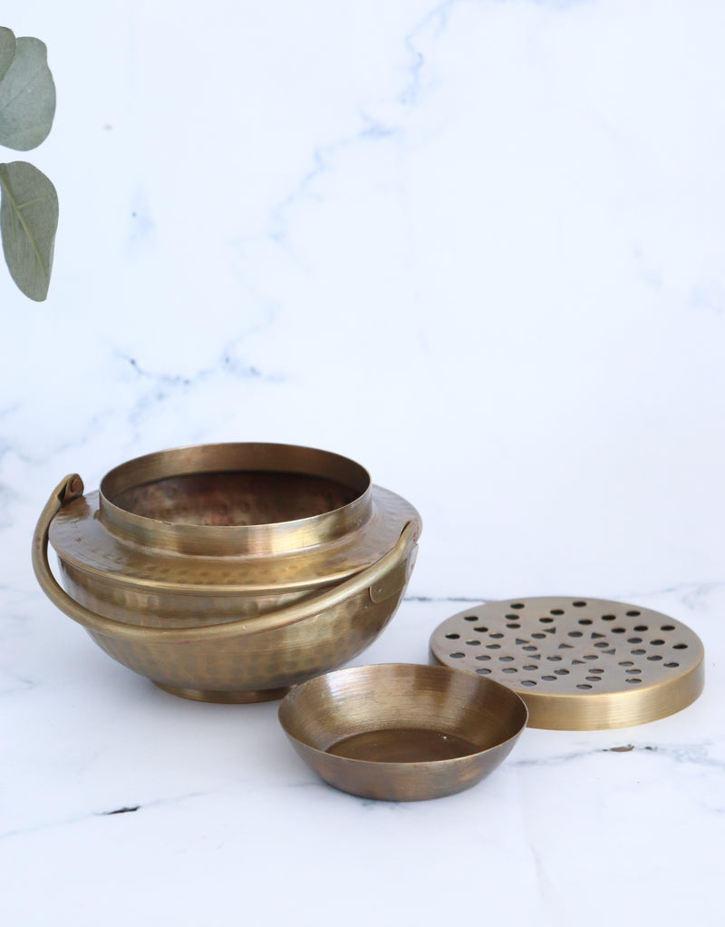 Brass dhoop incense burner - Handcrafted loban burner - Prithvi