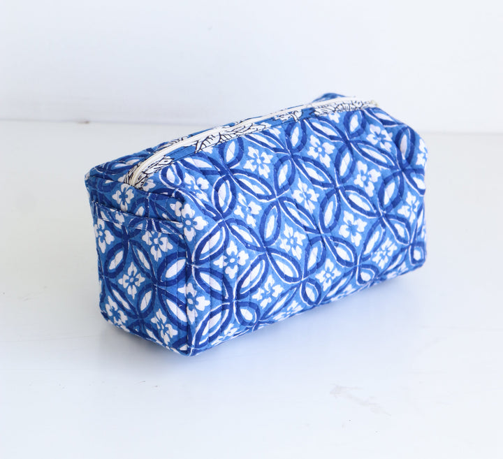 Personalized Large Makeup bags - Block print cosmetic bag - Custom toiletry pouch with name