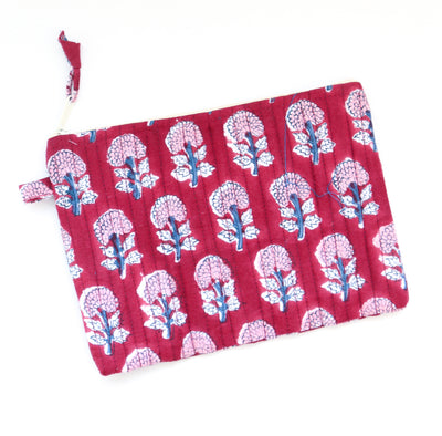 Flat zip pouch - Quilted travel pouch - Passport pouch