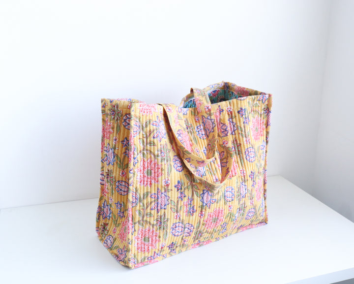 Personalized XL Shopping tote - Customised Oversized Tote Bag for Women - Yellow