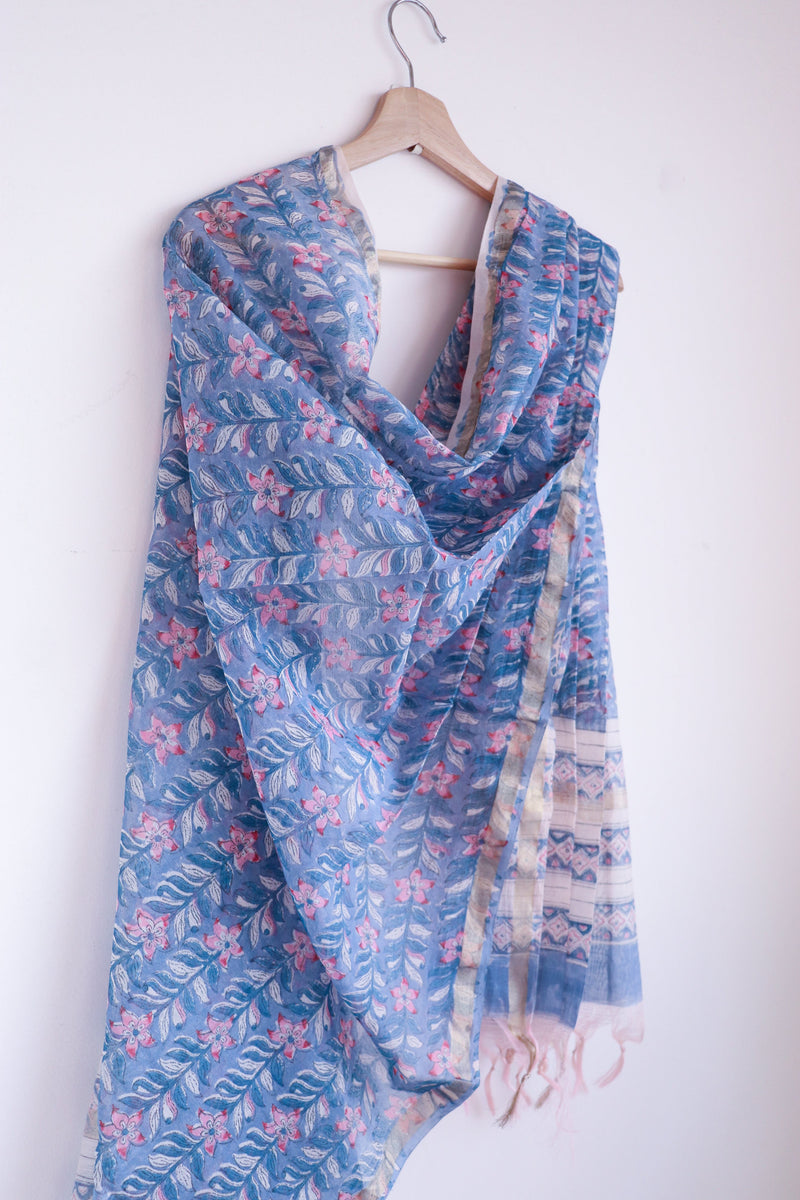 Chanderi Hand Block Printed Dupattas - Festive Cotton Silk Dupattas - 4+ Colours available