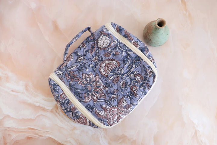 Personalized Hanging Travel bag - Block print Cosmetics kit