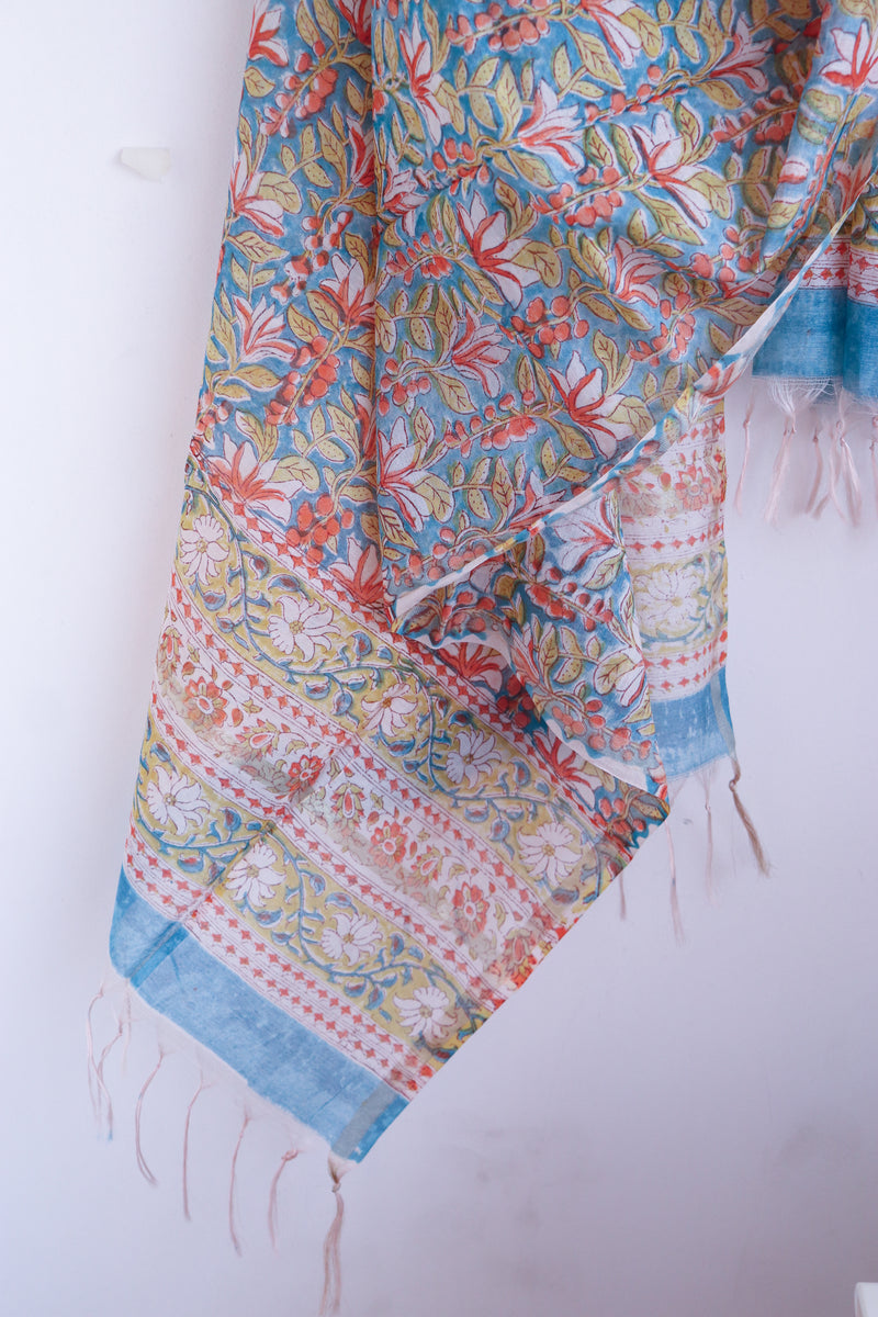 Chanderi Hand Block Printed Dupattas - Festive Cotton Silk Dupattas - 4+ Colours available