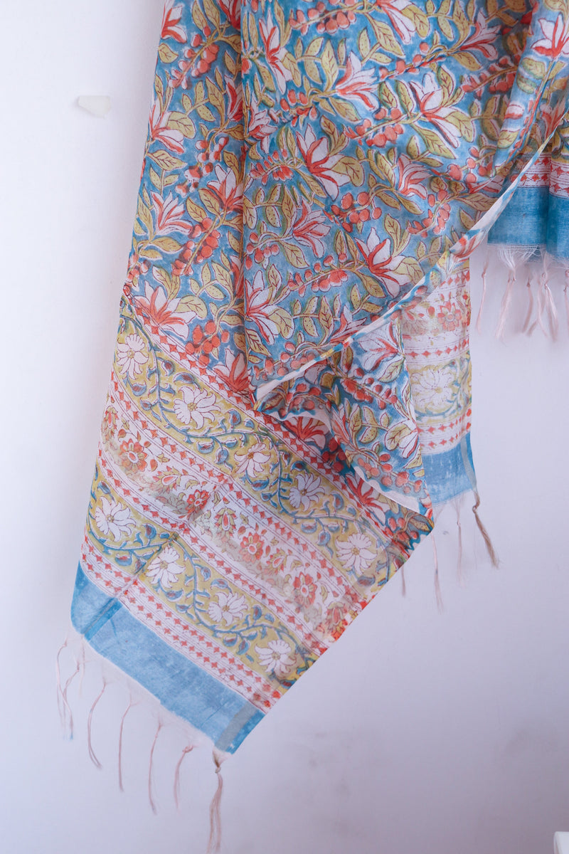 Chanderi Hand Block Printed Dupattas - Festive Cotton Silk Dupattas - 4+ Colours available