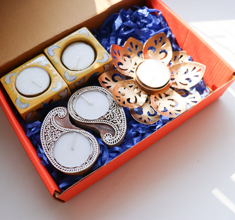 Deepawali gift box - Assorted tealights gift box - Magnolia