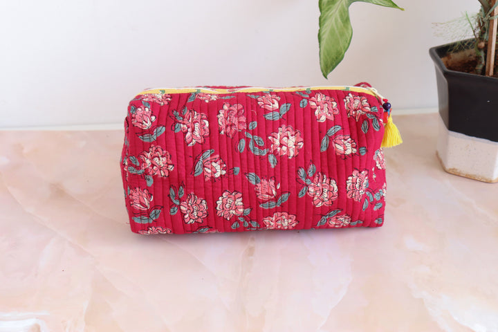 Large Cosmetic bag - Travel Make up bag - Red