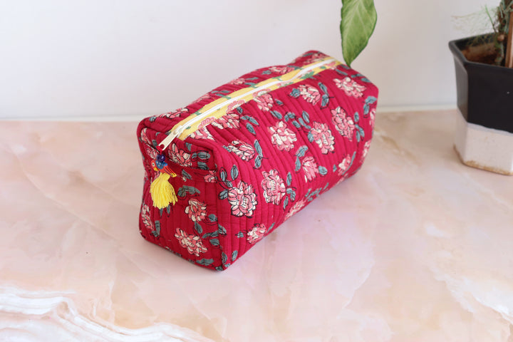 Large Cosmetic bag - Travel Make up bag - Red