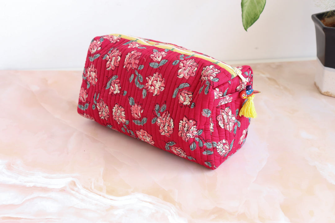 Large Cosmetic bag - Travel Make up bag - Red