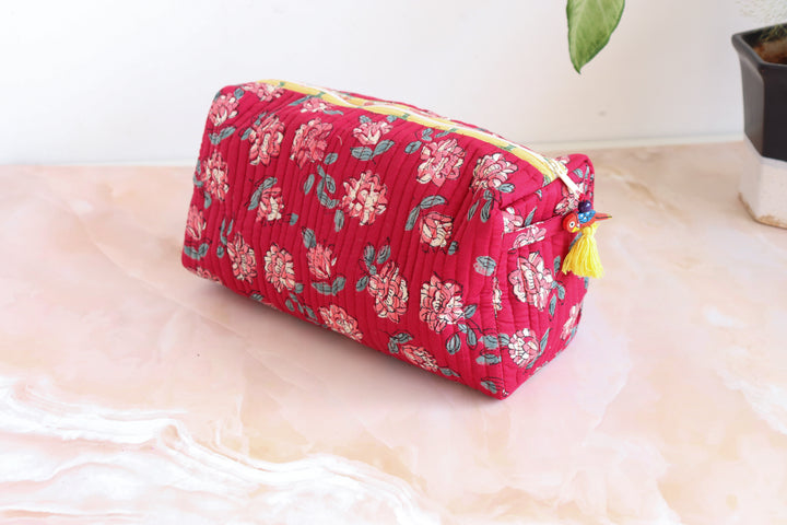 Large Cosmetic bag - Travel Make up bag - Red