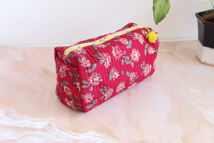 Large Cosmetic bag - Travel Make up bag - Red