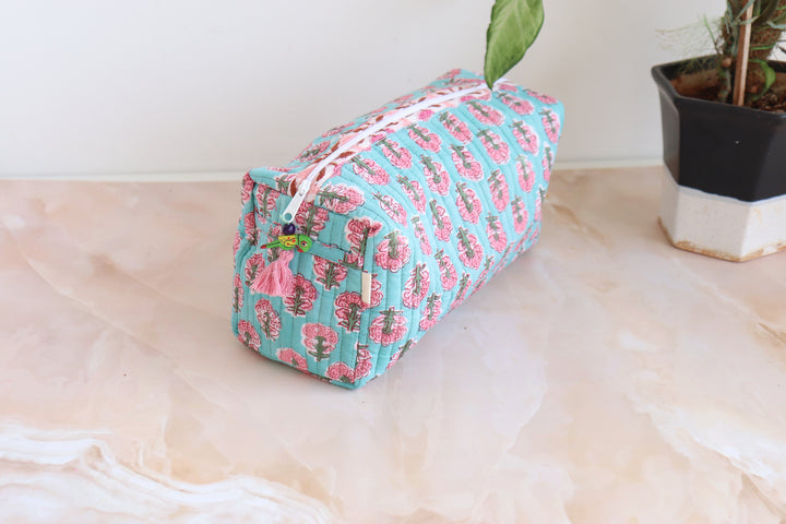 Large Cosmetic bag - Travel Make up bag - Turquoise