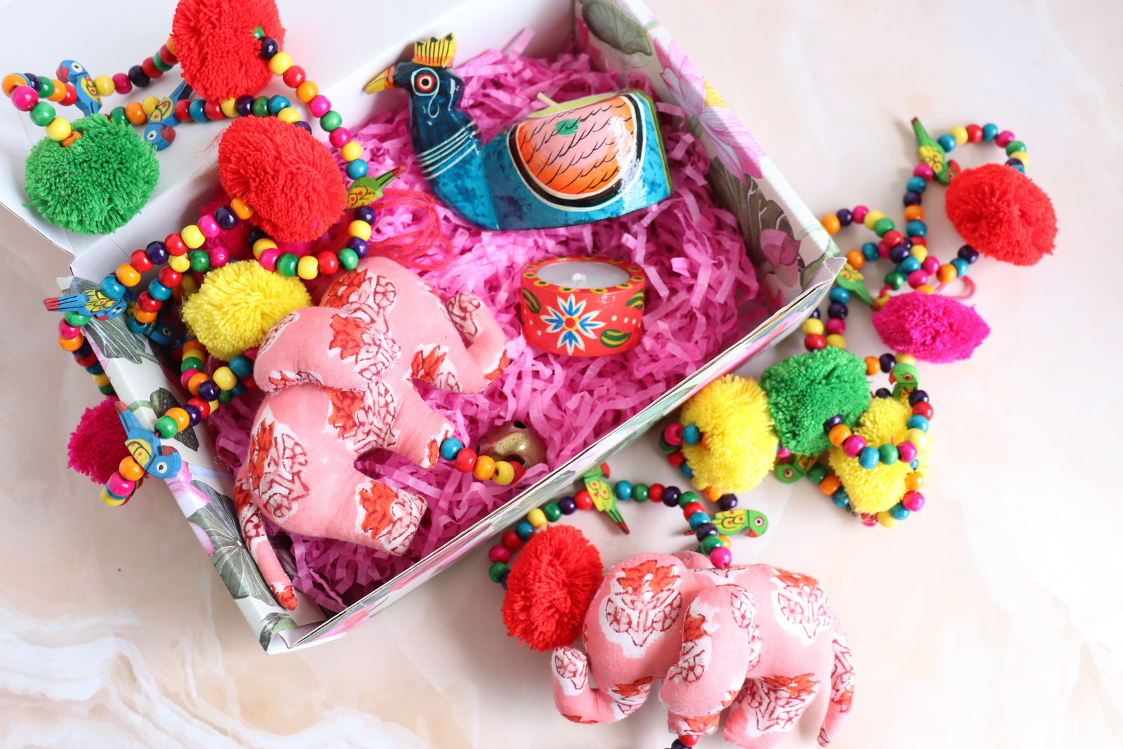 Mohini Diwali festive hamper with handmade block print products by Kari by Kriti
