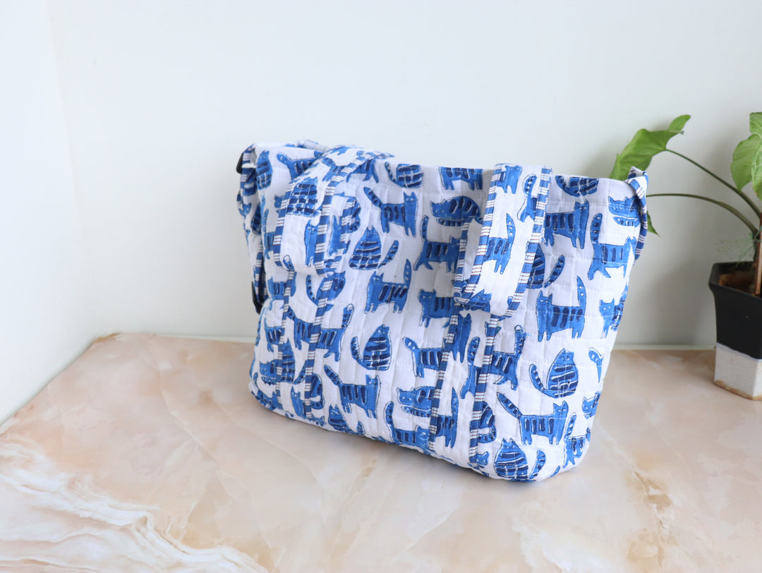 Personalized baby diaper bags - Stroller friendly diaper bag - Blue Cats