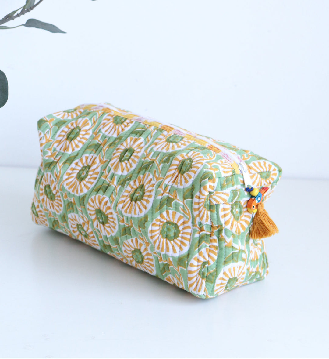 Personalized Medium Makeup bags - Customized Medium Block print cosmetic bag