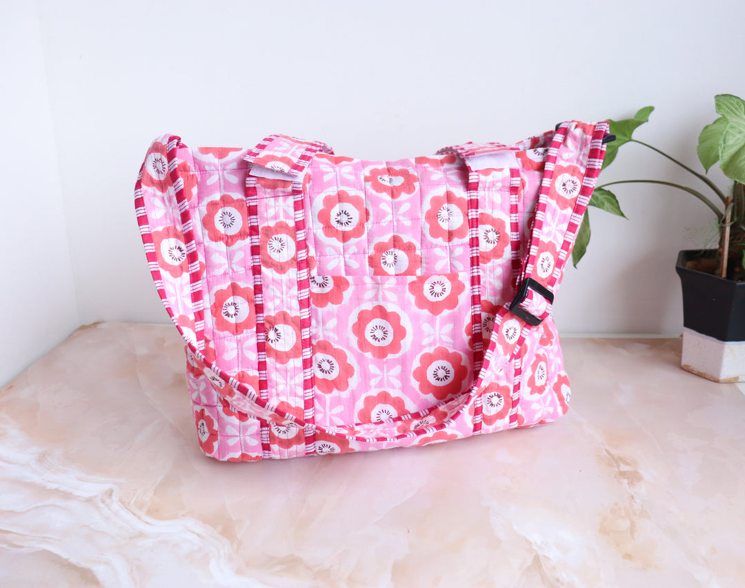 Personalized baby diaper bags - Stroller friendly diaper bag - Pink flowers