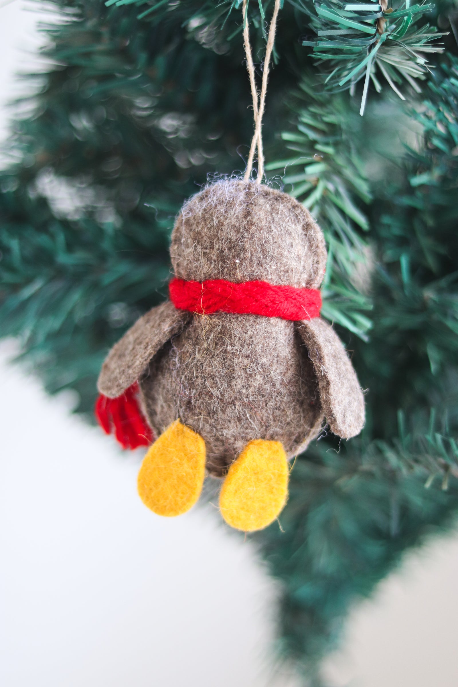 Handcrafted Christmas Tree Ornaments - Handcrafted Christmas Decorations - Ms. Fluffles the Penguin - back view