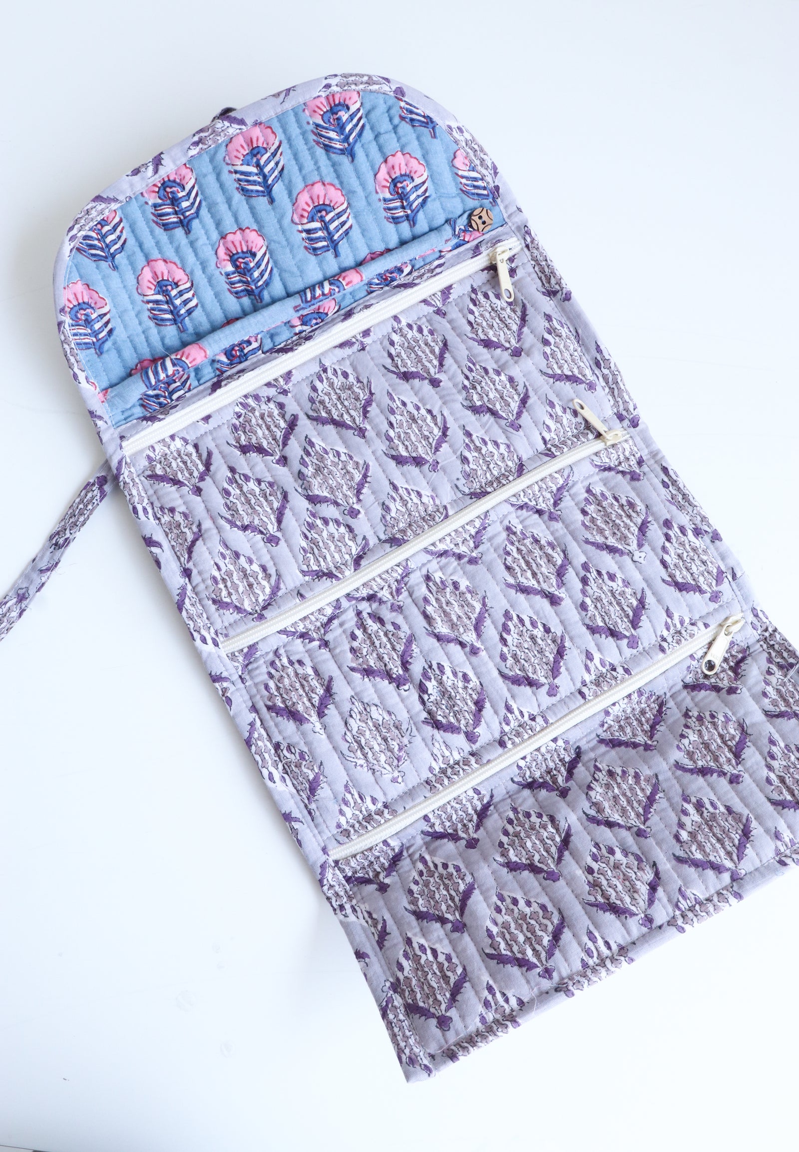 Travel Jewelry Pouch - Jewellery organizer - Grey - back view